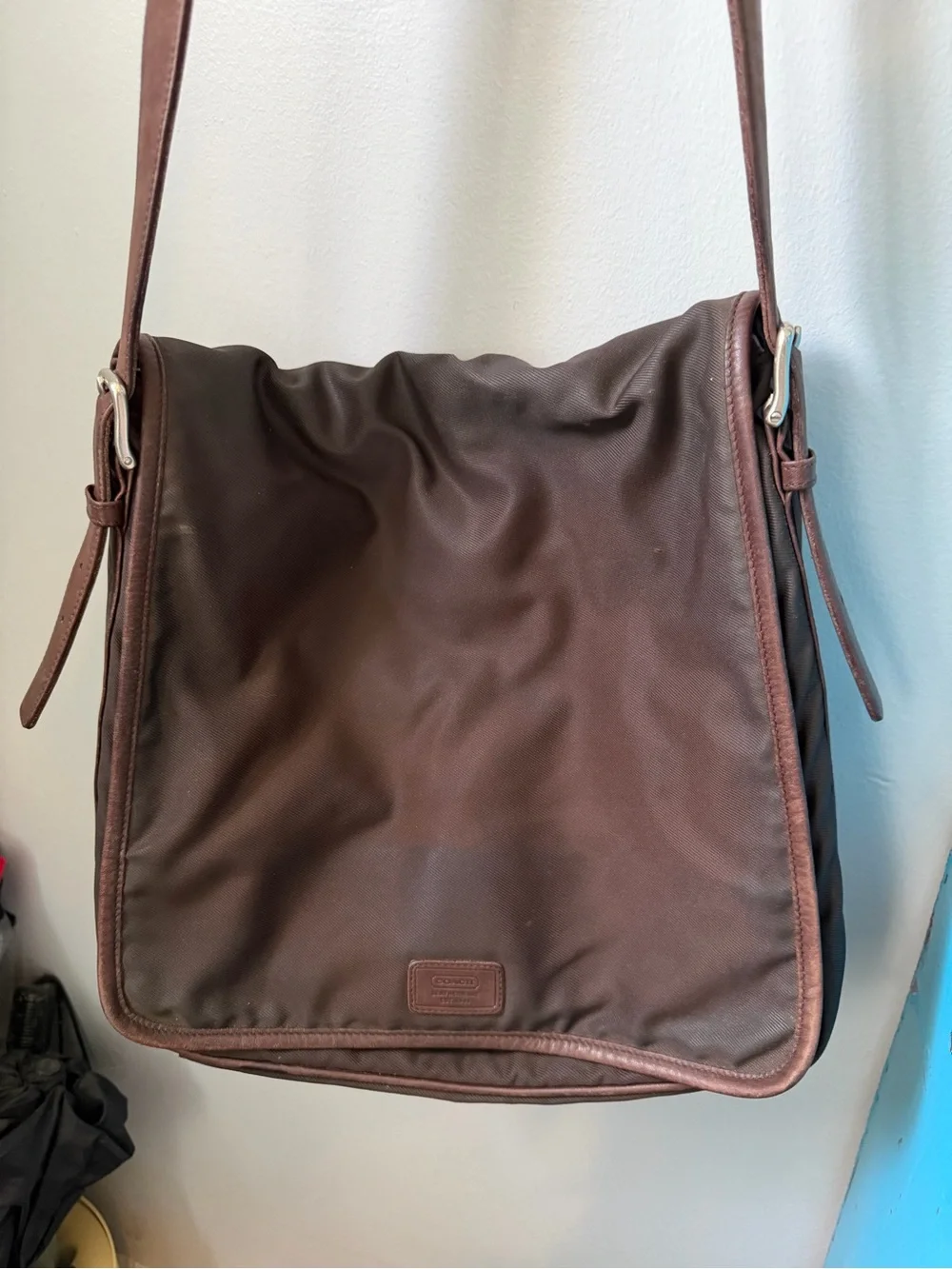 Vintage Coach 5109 Nylon Leather Messenger Bag Brown Crossbody Laptop Courier